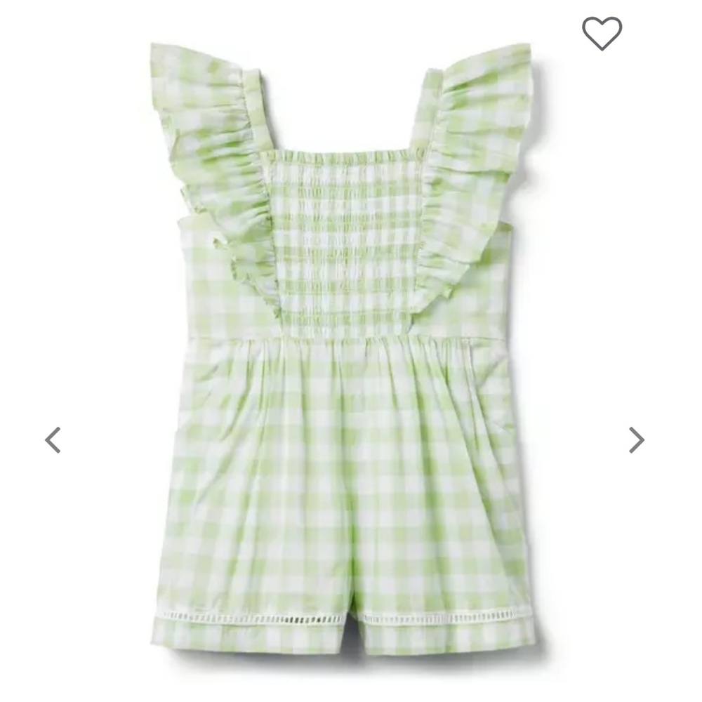 Green Gingham Flutter Sleeve Romper